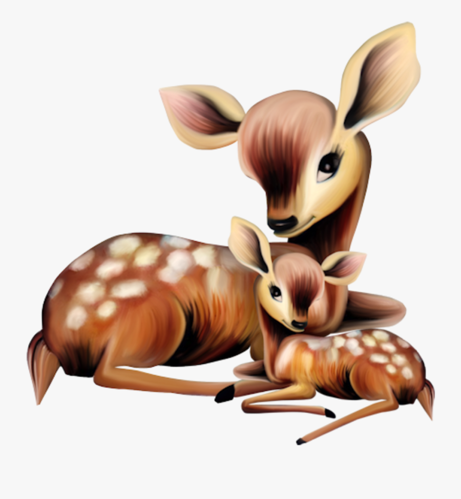 Antler Clipart Baby Deer - Baby And Momma Deer Clipart, Transparent Clipart