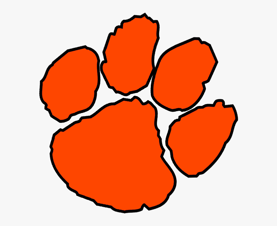 Paw Cut Clemson Paw - Tiger Paw Print Orange, Transparent Clipart