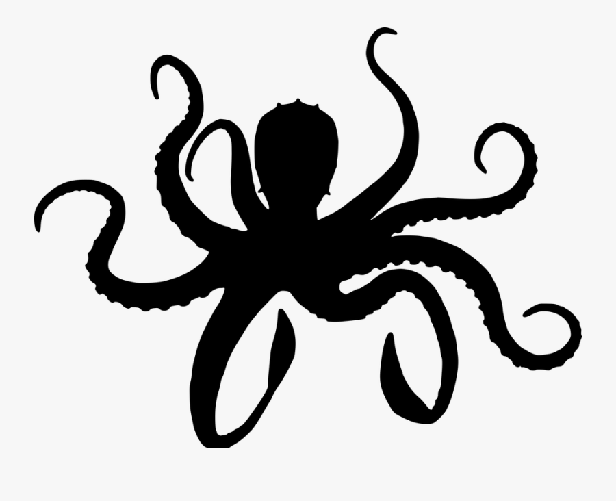 Vector Black And White Download Clip Art Silhouette - Silhouette Octopus Clipart Black And White, Transparent Clipart