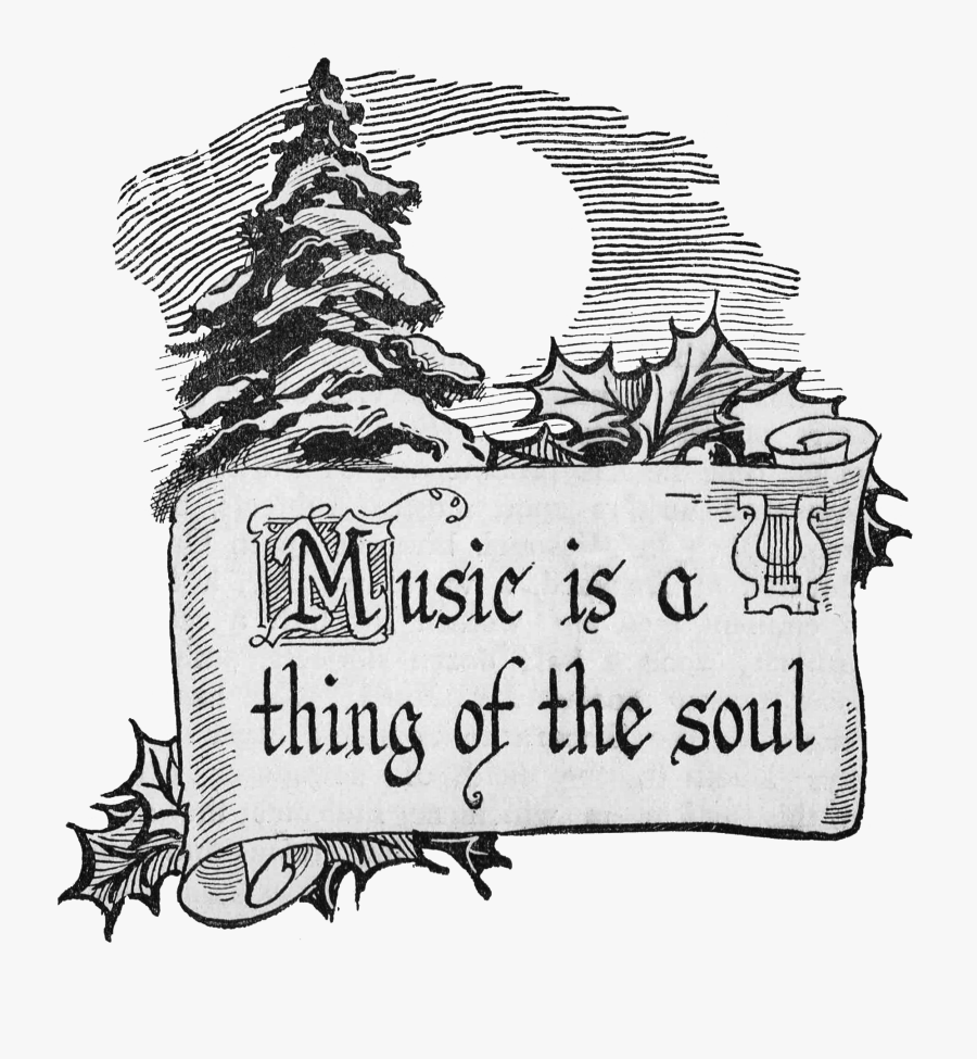 Antique Scroll Graphic Music Copy - Black And White Christmas Music, Transparent Clipart