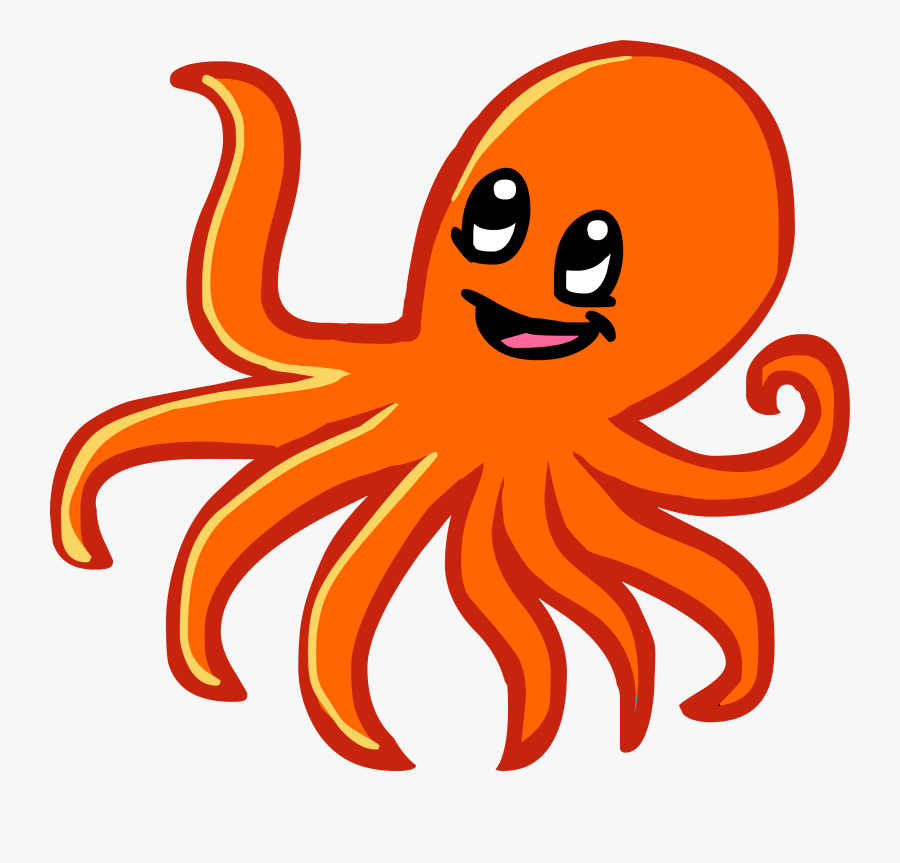 Orange Octopus Cartoon , Png Download - Transparent Background Octopus Clip Art, Transparent Clipart