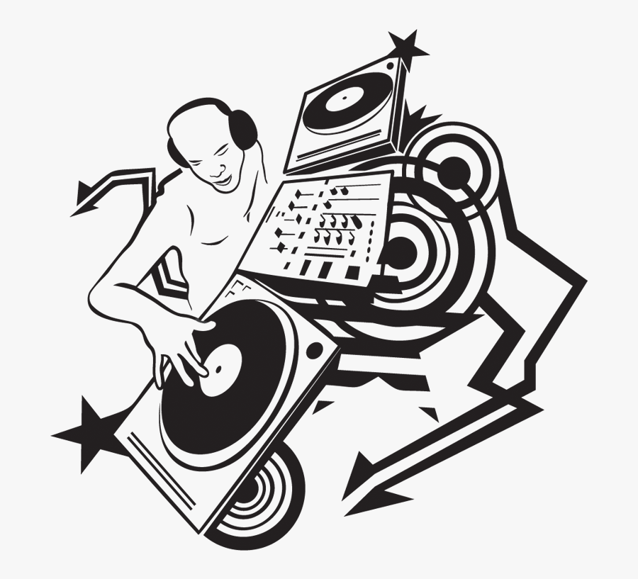 Drawing Disc Jockey Music Clip Art - Dj Music Drawing, Transparent Clipart