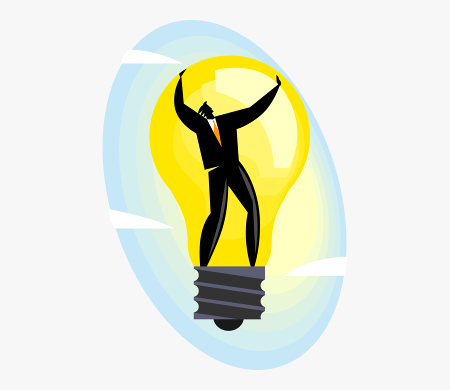 Clip Art Lightbulb Vector - Hombre Con Foco Free, Transparent Clipart