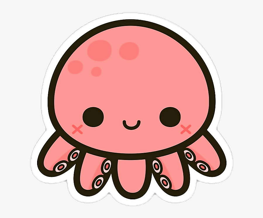 Octopus Cute Tentacles Pink Kawaii Smile Animal Nature - Kawaii Octopus, Transparent Clipart