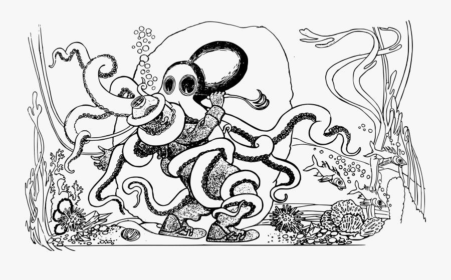 Diver Octopus Clip Arts - Octopus, Transparent Clipart
