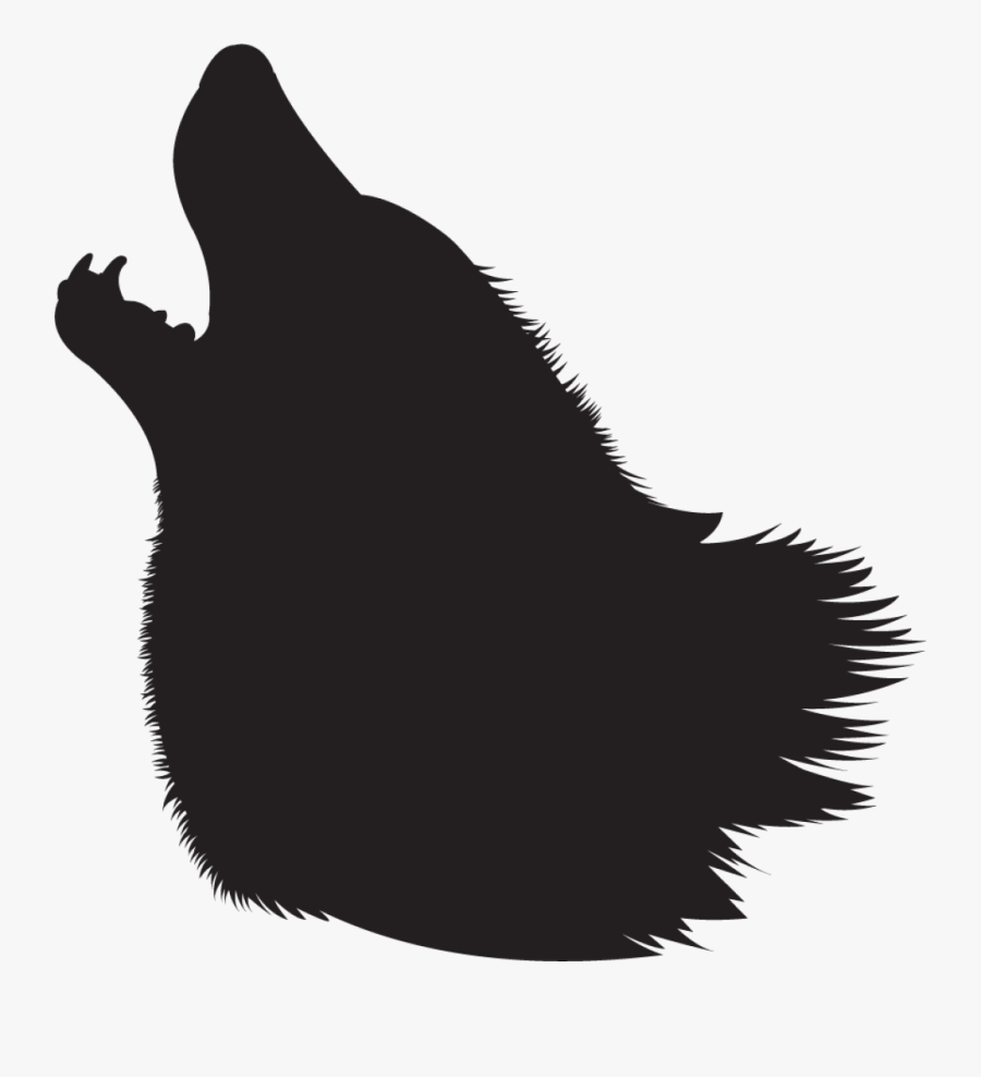 Gray Wolf Silhouette Clip Art - Howling Wolf Head Silhouette, Transparent Clipart