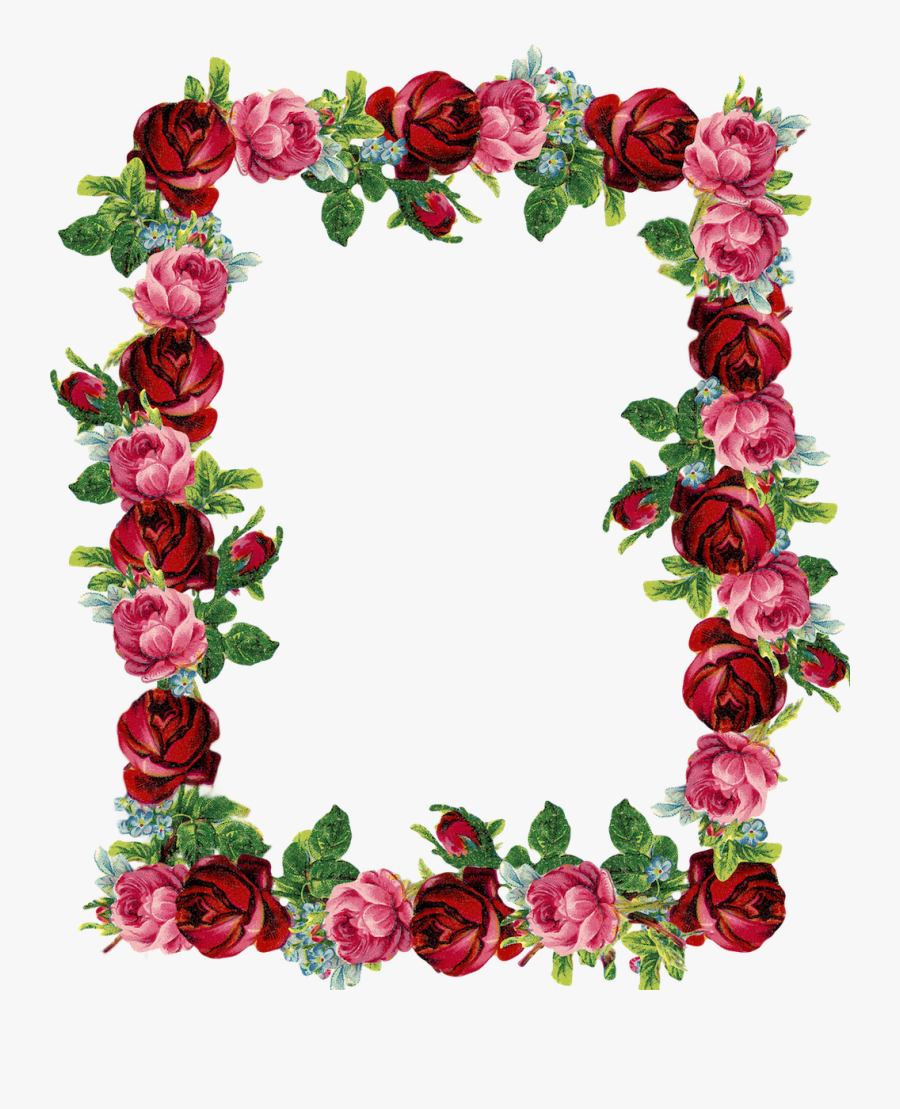 Free Digital Vintage Rose Frame Png - Rose Clip Art Borders, Transparent Clipart
