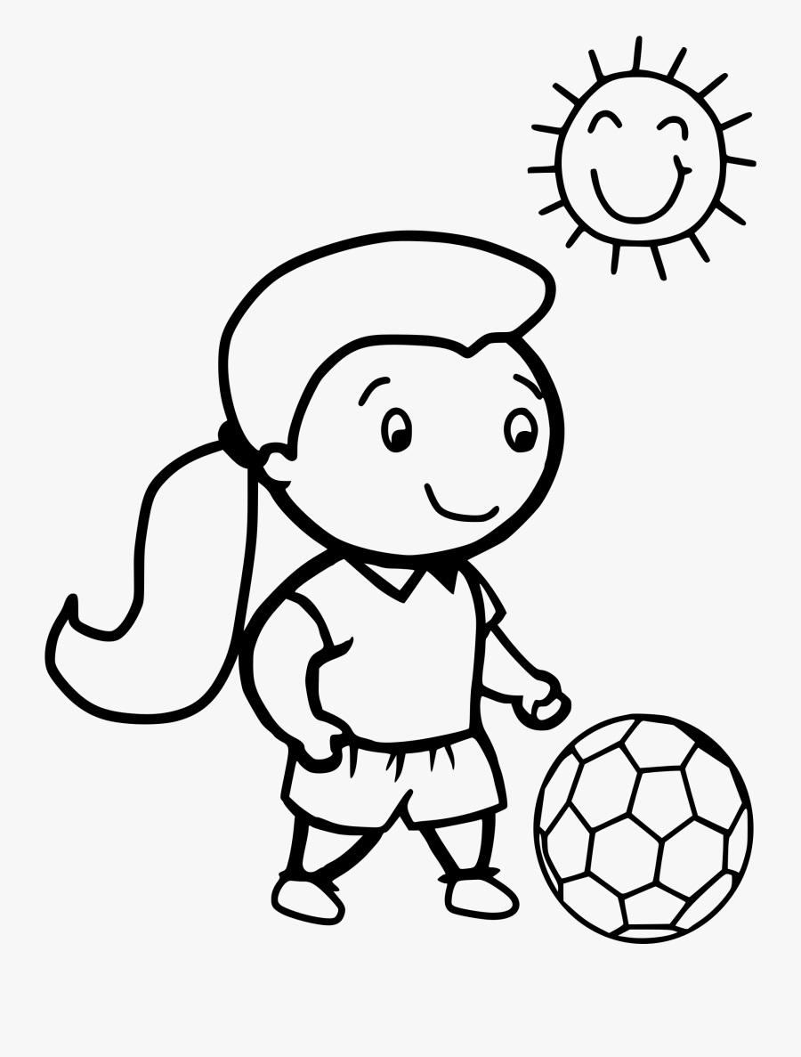 Free Download Coloring Girls Playing Soccer Clipart - Play Soccer To Color, Transparent Clipart