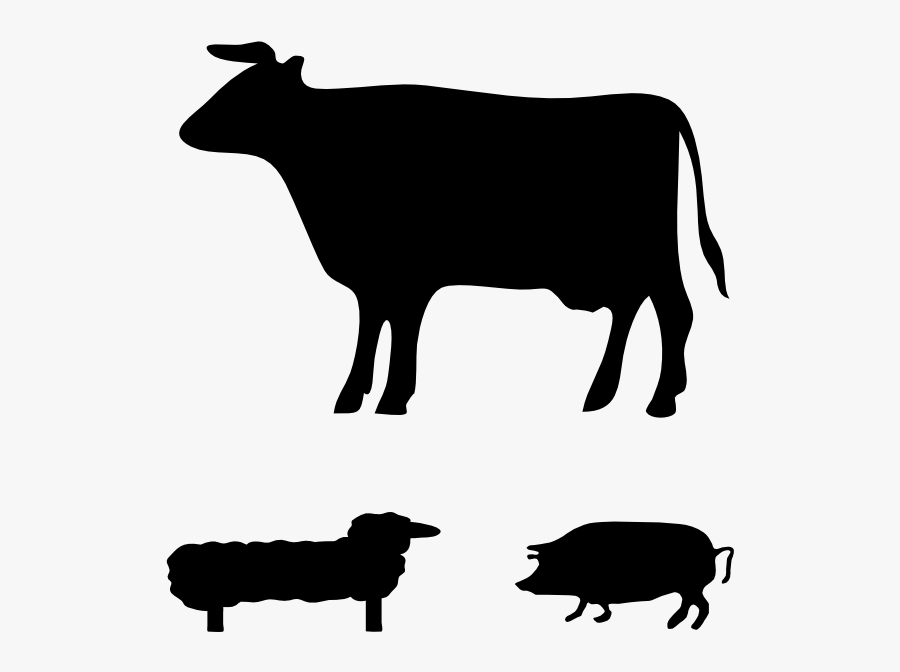 Farm Animals Clip Art - Cow Silhouette, Transparent Clipart