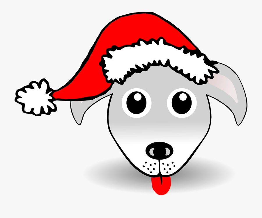 Animals Clipart Dog Face Clipart Gallery ~ Free Clipart - Cartoon Dog In A Santa Hat, Transparent Clipart