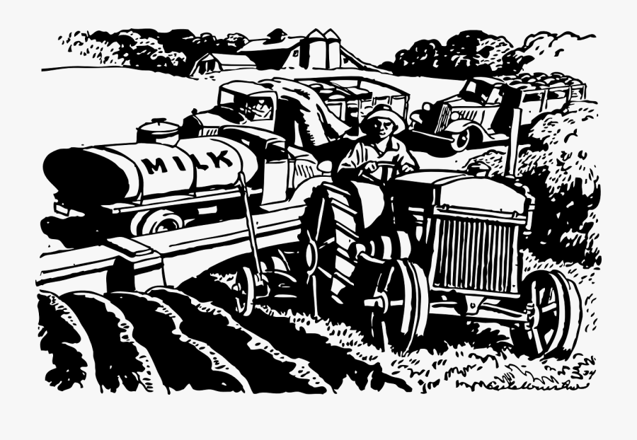 The Automobile Serves The Farm - Farm Tractor Vector Black, Transparent Clipart