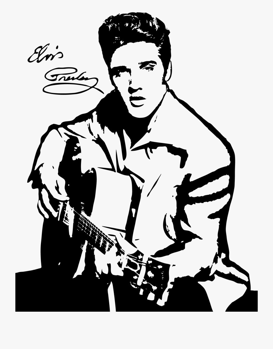 Music,line And White,clip - Outline Elvis Presley Drawing, Transparent Clipart