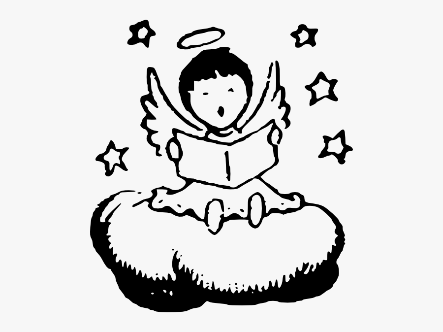 Angel Clipart Reading - Baby Angel Clipart Black And White, Transparent Clipart
