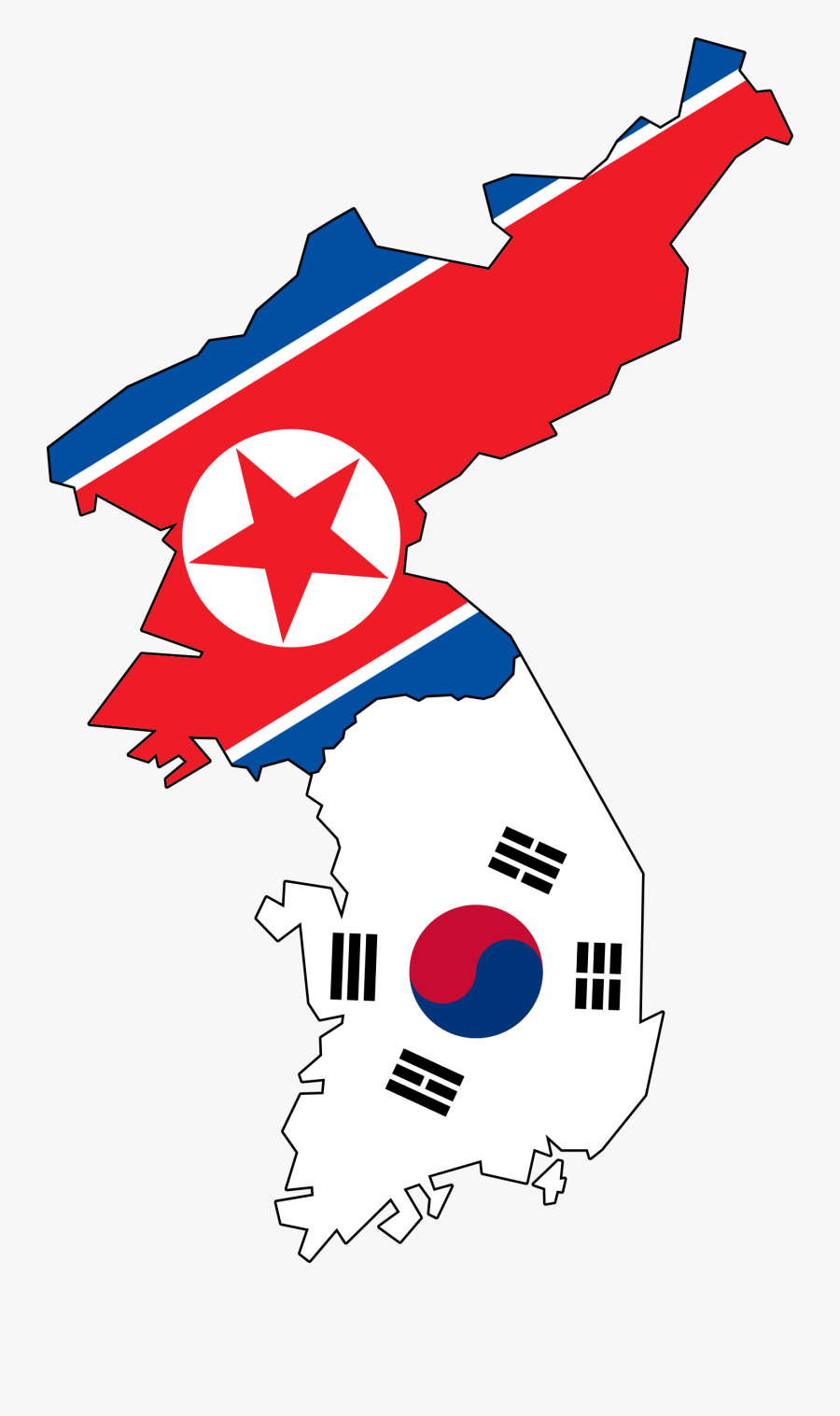 Map Flag Clipart Present - North Korea Flag And South Korea Flag, Transparent Clipart