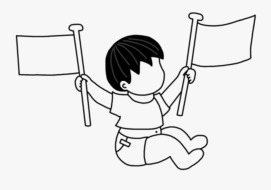 Mongolia Flag Clipart Baby Boy - Boy & Flag Drawing Png, Transparent Clipart