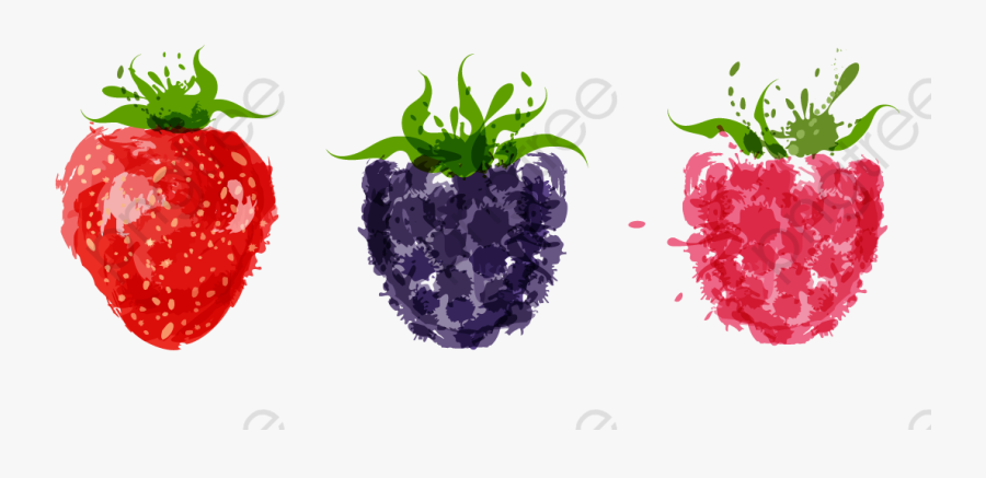 Cartoon Hand Painted Watercolor Strawberries, Cartoon - Fresas Rosados Dibujo Png, Transparent Clipart