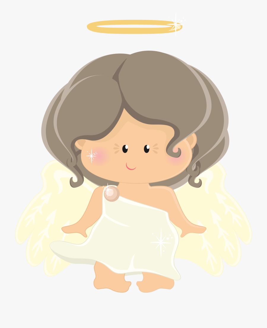 Angel Clipart Brown Hair - Baby Girl Baptism Ilustrating, Transparent Clipart