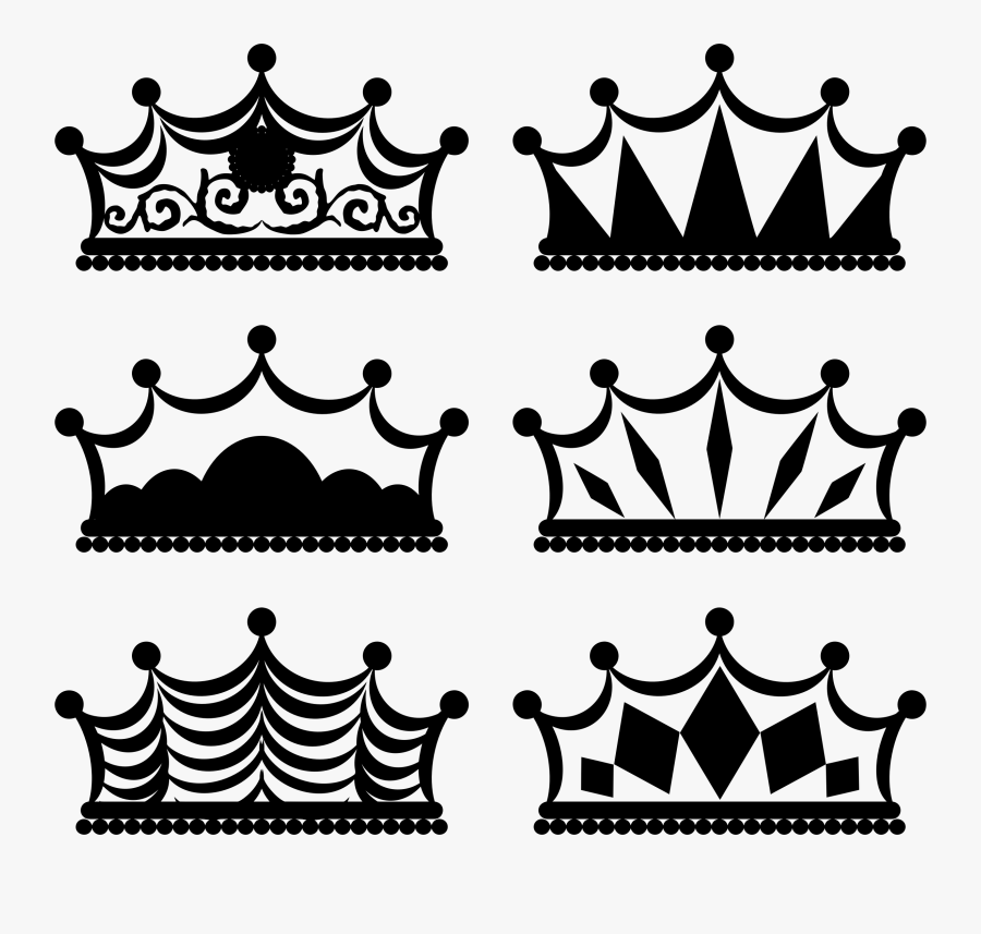Six Crown Silhouettes Png Royalty Free Download - Crown Six, Transparent Clipart