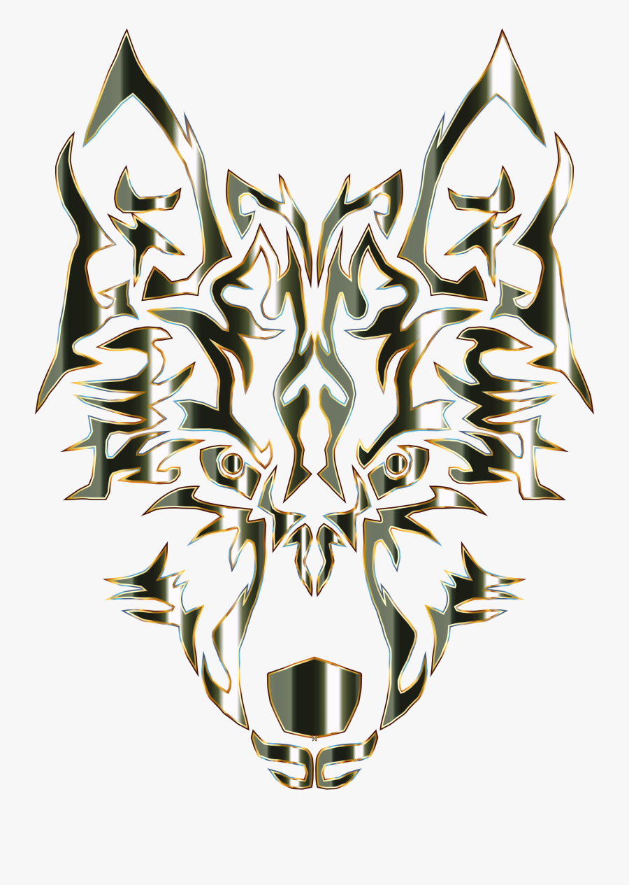 Clipart Polished Obsidian Symmetric Tribal Wolf No - Transparent Background Wolf Logo, Transparent Clipart