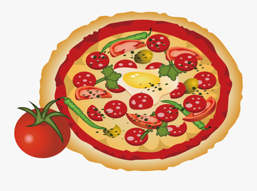 Pizza Drawing Clip Art - Pizza With Vegetable Drawing, Transparent Clipart