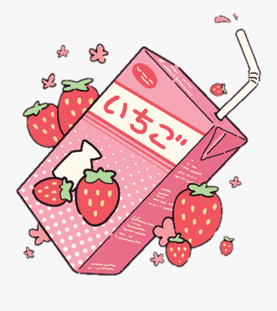 Aesthetic Kawaii Pastel Pink - Aesthetic Strawberry Milk, Transparent Clipart