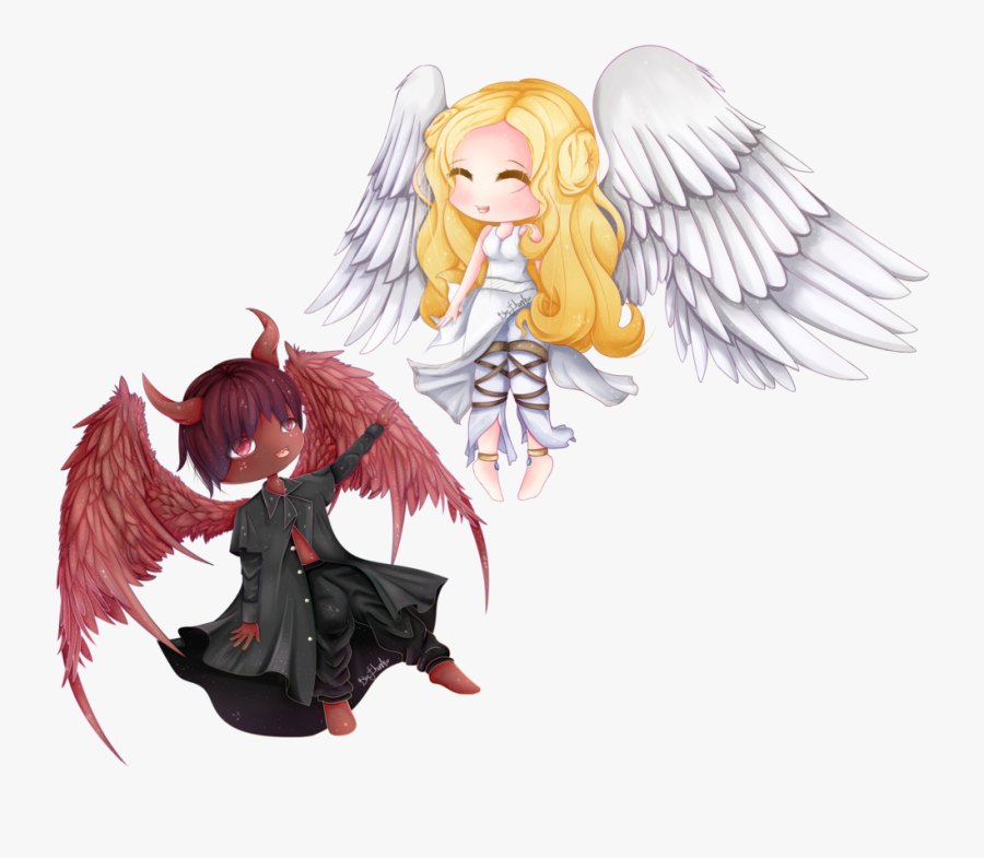 Svg Library Stock An Angel And A - Angel And Devil Love Anime, Transparent Clipart
