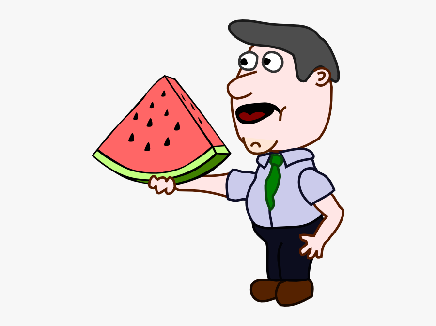 Man Holding A Watermelon Slice Svg Clip Arts - Example No Work Is Done, Transparent Clipart