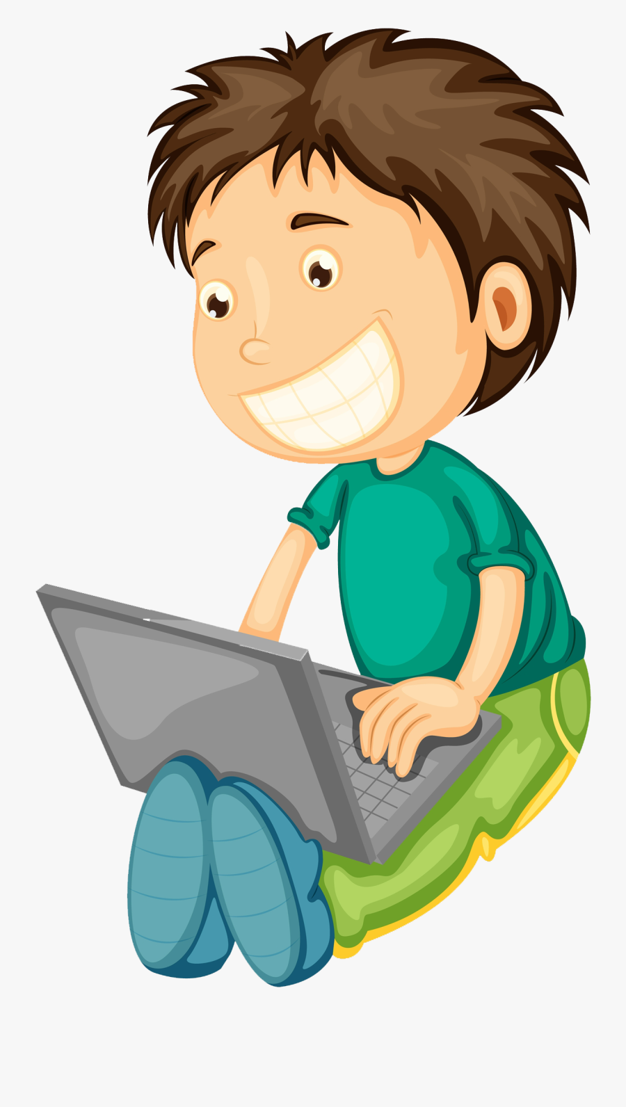 Computer Boy Clipart - Boy Playing On Computer Clipart, Transparent Clipart