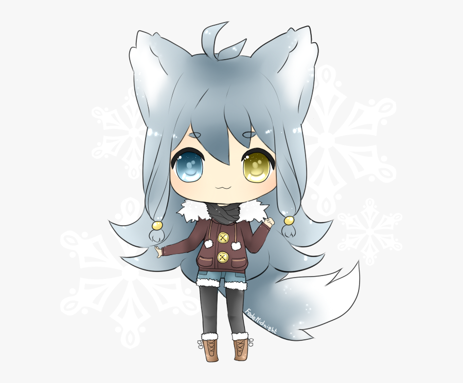 Arctic Wolf Clipart Female - Cute Chibi Anime Girl, Transparent Clipart