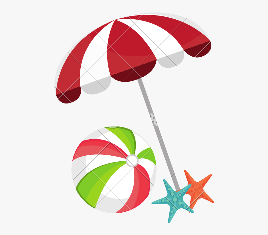 Beach With And Starfish Clipart , Png Download - Spiaggia Immagine Ombrellone Stilizzato, Transparent Clipart