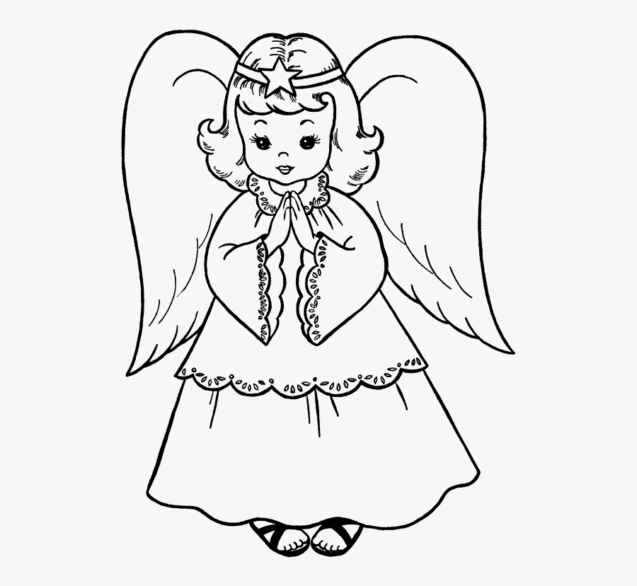 Christmas Angel Clipart Black And White - Angel Drawing For Kids , Free T.....