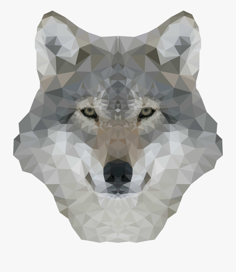 Clipart - Low Poly Wolf Face, Transparent Clipart