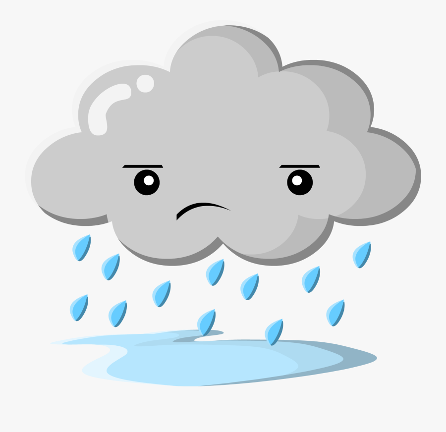 Rain Cartoon Clipart Clipart Kid - Sad Rain Cloud Cartoon, Transparent Clipart