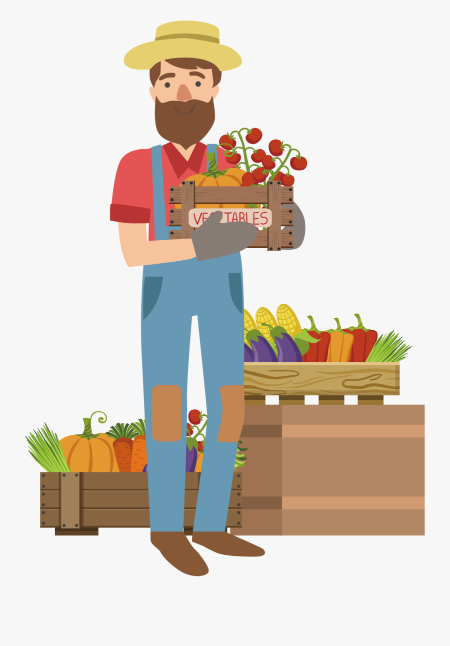 Farming Clipart Vegetable Farm - Vector Cartoon Urban Farmer, Transparent Clipart