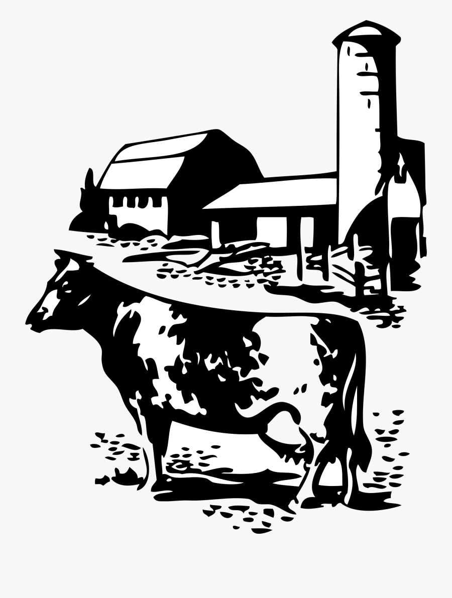 Clip Art Farm Black And White Clipart - Cow Farm Clip Art, Transparent Clipart