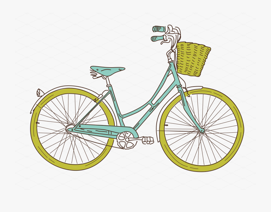 Bicycle Bike Clipart 6 Bikes Clip Art 3 Image - Bicycle With Basket Drawing, Transparent Clipart