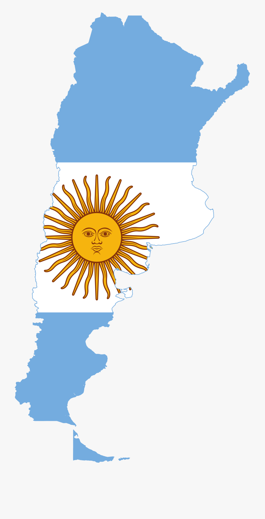 Argentina Flag Map, Transparent Clipart