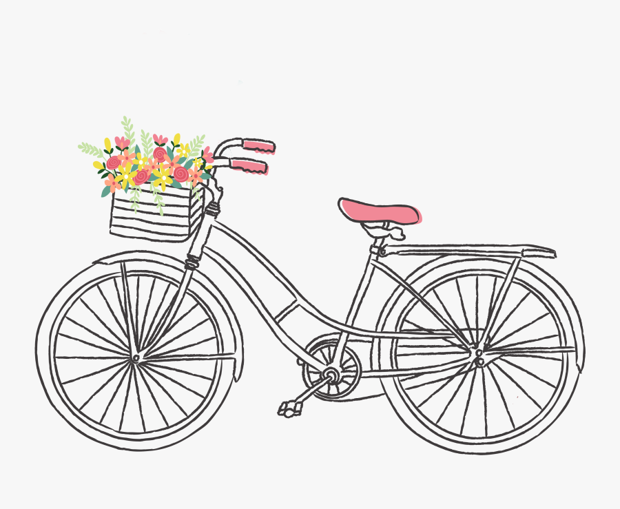 Bicycle Line Drawing Png, Transparent Clipart