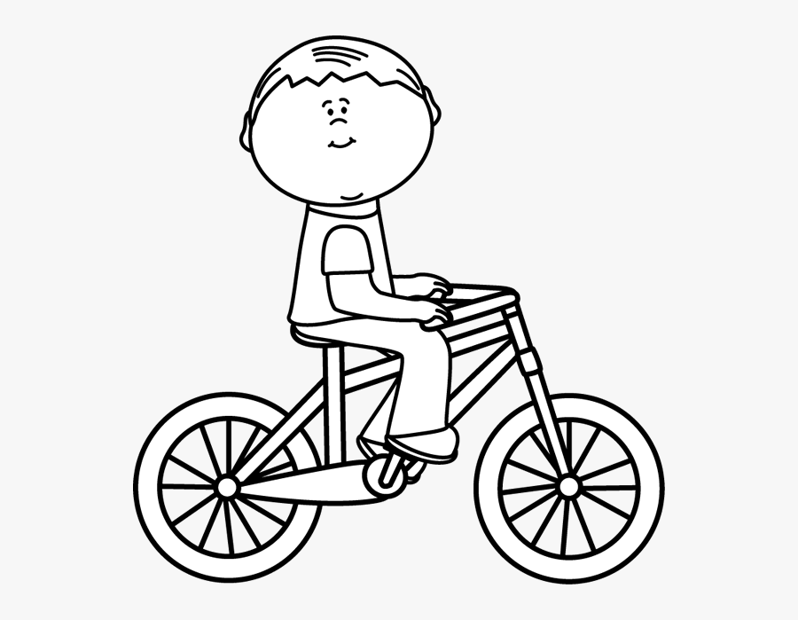 Black And White Boy Riding A - Cycling Clipart Black And White, Transparent Clipart
