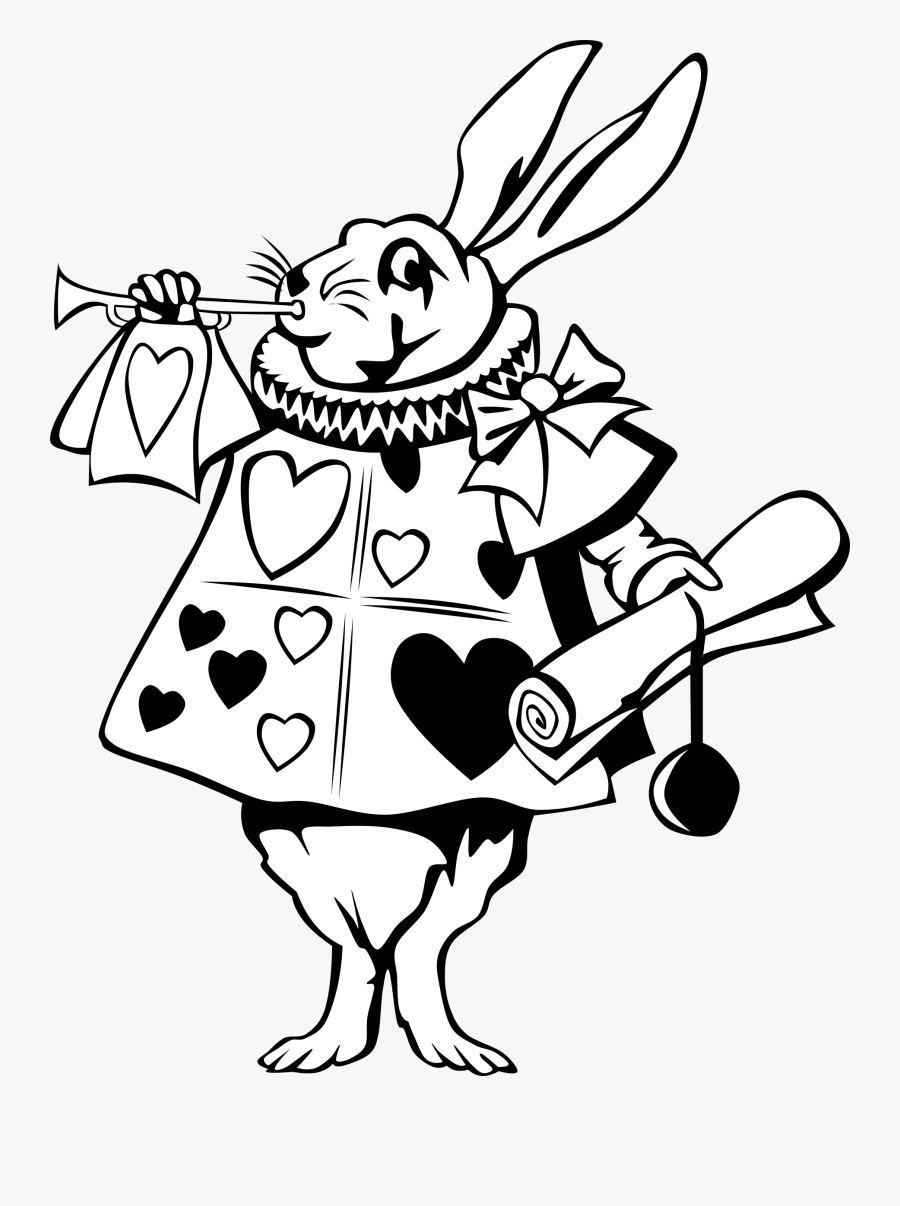 Rabbit - Clipart - Black - And - White - Alice In Wonderland Characters Sketch, Transparent Clipart