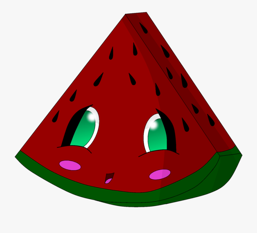 Cute Watermelon Cartoon Drawing - Watermelon With A Cute Face, Transparent Clipart