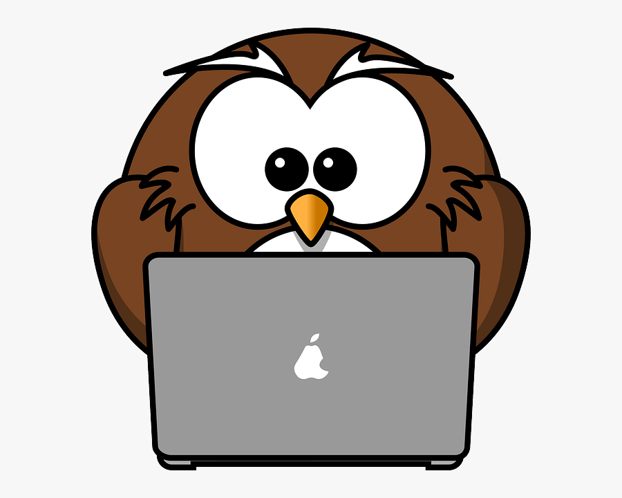 Owl Using A Laptop Svg Clip Arts - Owl Laptop Cartoon, Transparent Clipart