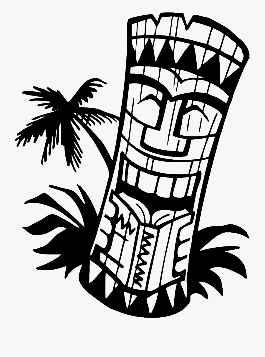 Hawaiian Tiki Clip Art Borders Free Clipart Images - Tiki Black And White, Transparent Clipart