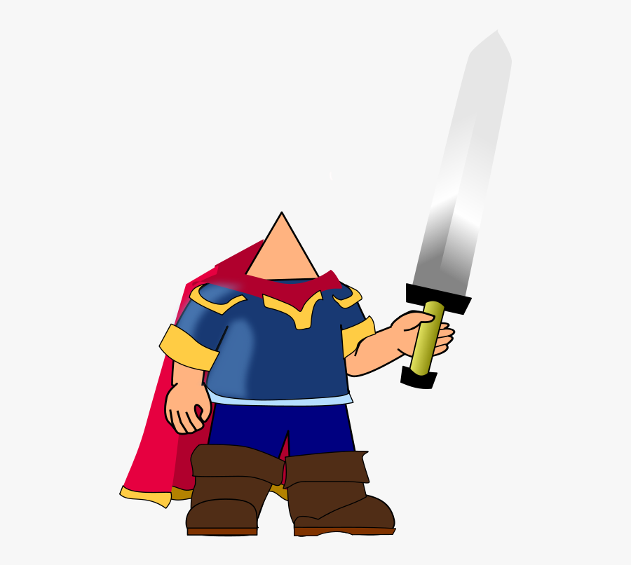 Free Clip Art "3c Sword - Cartoon Person With A Sword, Transparent Clipart