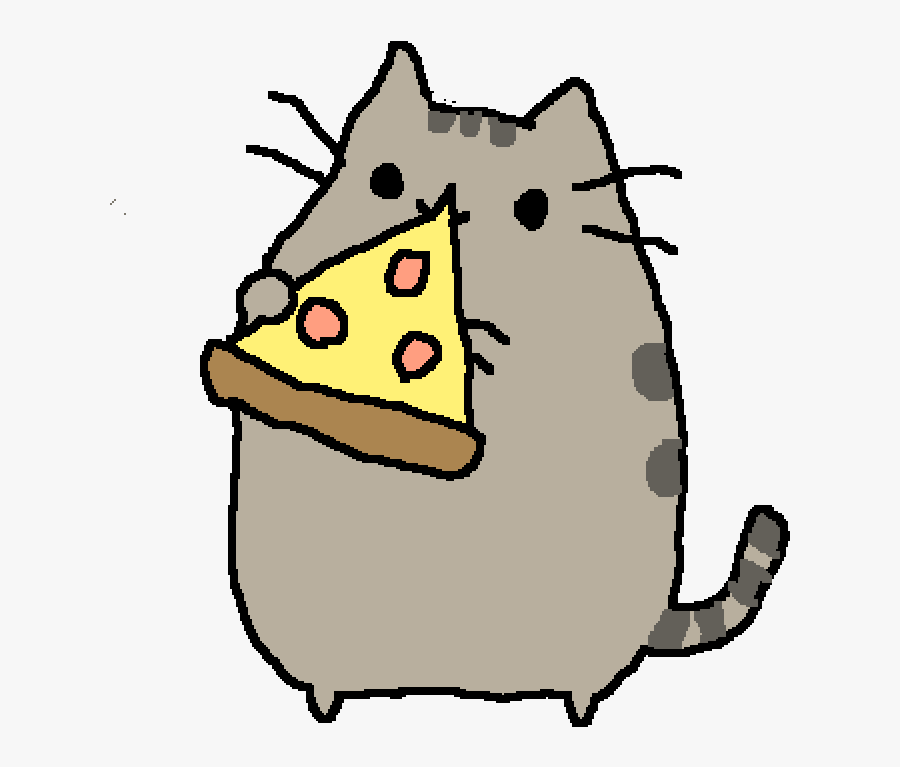Pusheen Pizza Png Clip Black And White Stock - Pusheen Cat Gif, Transparent Clipart