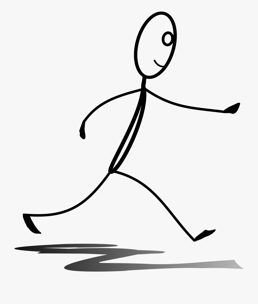 Running Clipart Stick Figure - Walking Black And White Clipart, Transparent Clipart