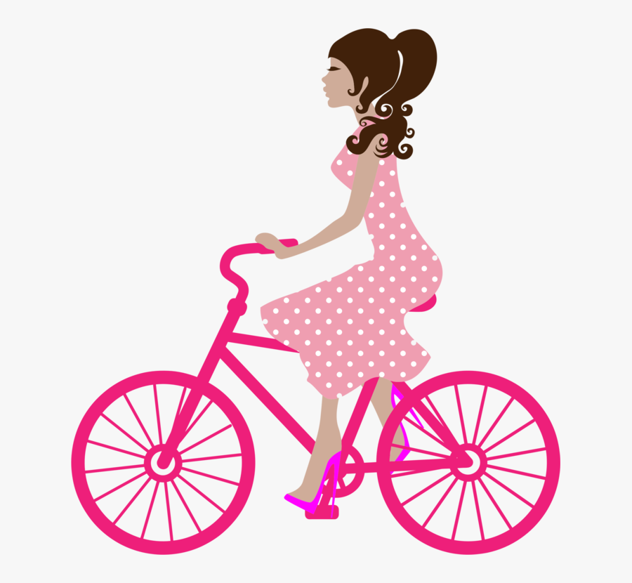 Pink,bicycle Accessory,bicycle - Girl And Bike Png, Transparent Clipart