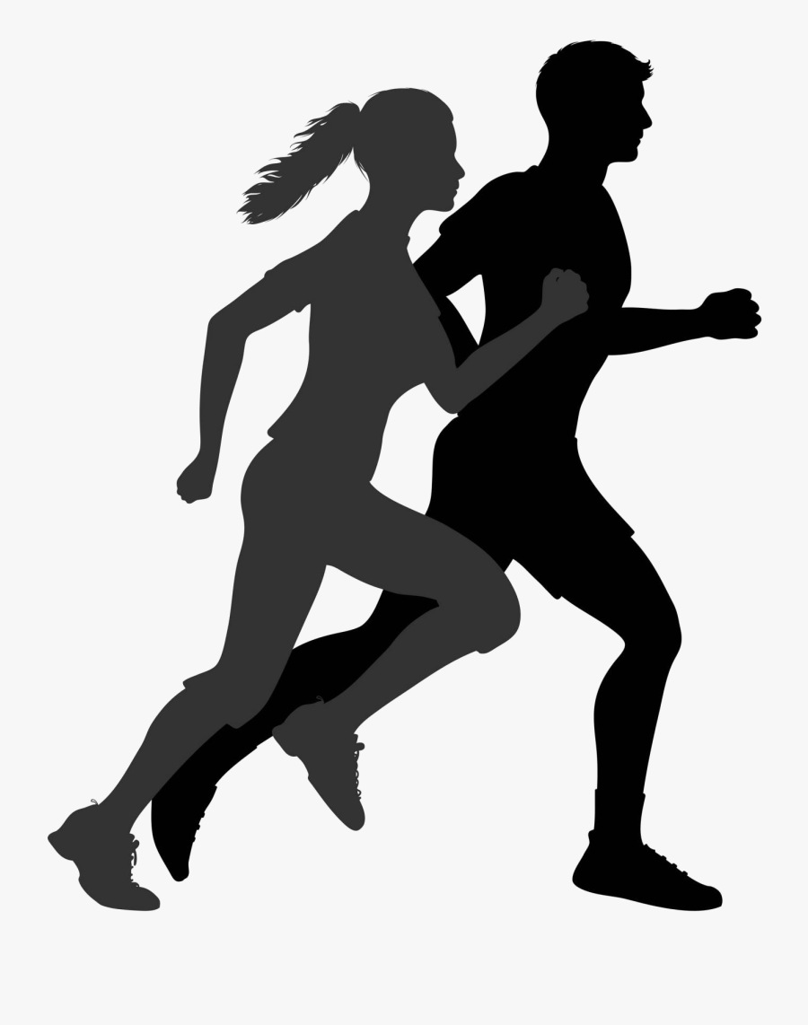 Running Clipart Silhouette Png - Running Man And Woman Silhouette, Transparent Clipart