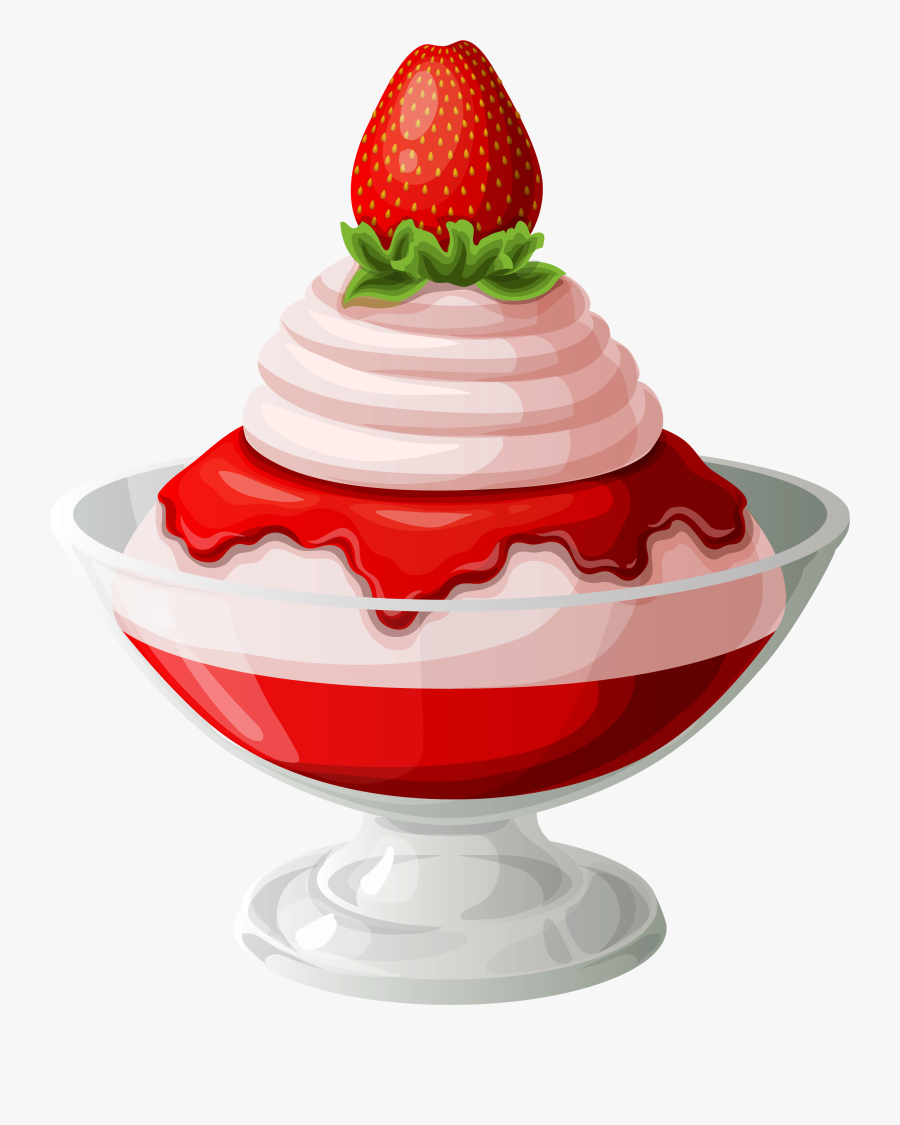 Strawberry Ice Cream Sundae Transparent Picture - Strawberry Ice Cream Clipart Png, Transparent Clipart