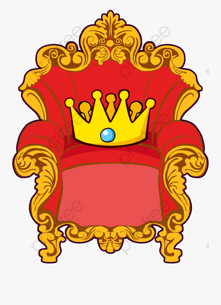 Cartoon Throne Golden Red Crown - Cartoon Throne Png, Transparent Clipart